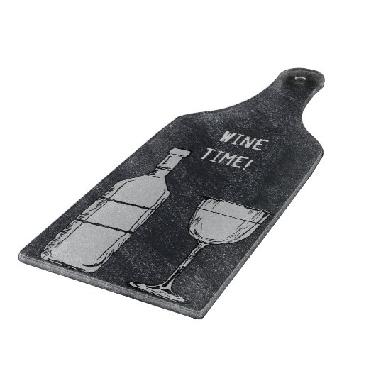 Wein-Zeit-Tafel-Wein-Flasche u. Glas Schneidebrett (Ecke)