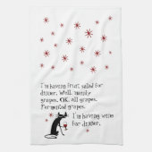 Wein zum Abendessen Funny Weinangebot mit Cat Geschirrtuch (Vertikal)