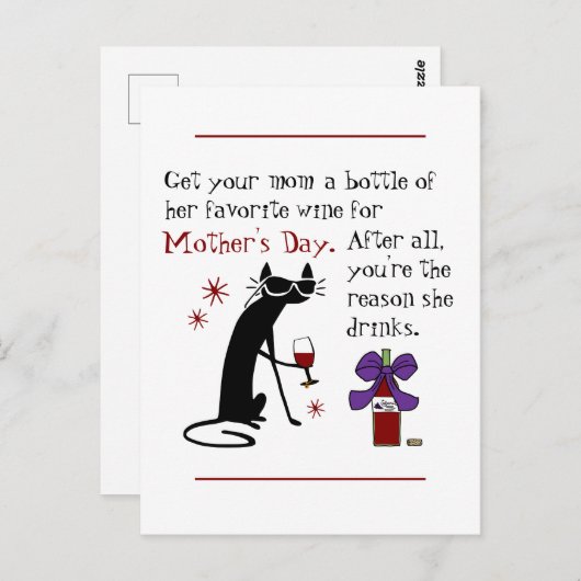 Wein zum Muttertag Postkarte (Vorne/Hinten)