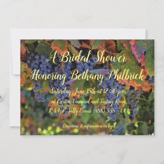 Weinanbau Weingarten Bridal Dusche Einladung (Vorderseite)
