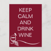 Weinangebot behalt Ruhe und Trinken mit Trauben Postkarte (Vorderseite)
