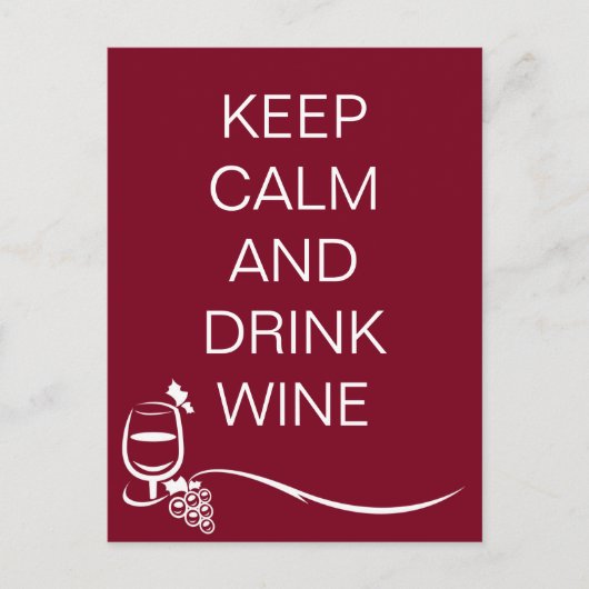 Weinangebot behalt Ruhe und Trinken mit Trauben Postkarte (Vorderseite)
