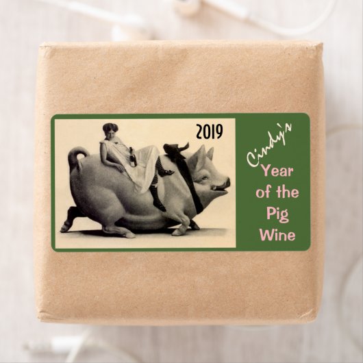 Weinantike Fun Lady & Pig Labels Persönlich gestal (Insitu)