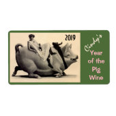 Weinantike Fun Lady & Pig Labels Persönlich gestal (Vorne)