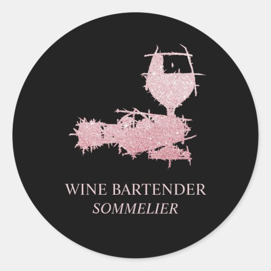 Weinbarkeeper Sommelier Kellnerin Roségold Runder Aufkleber (Vorderseite)