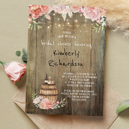 Weinbarrel Rustic String Lights Brautparty Einladung