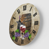 Weinbarrel und Brille Große Wanduhr (Winkel)