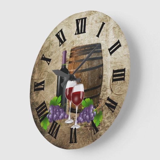 Weinbarrel und Brille Große Wanduhr (Winkel)