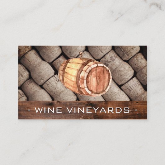Weinbarrel und Corks Visitenkarte (Vorderseite)
