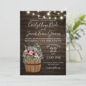 Weinbarrel und Rose Rustikales Burgund und Blau Einladung (Stehend Vorderseite)