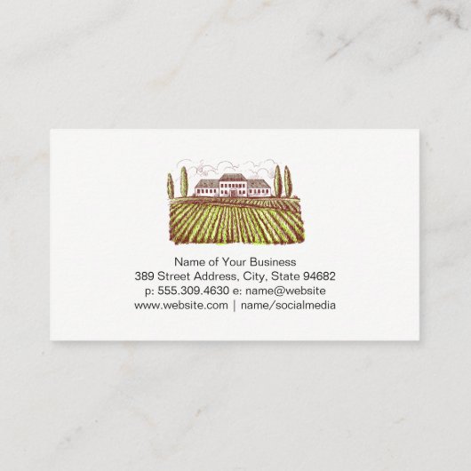 Weinbarrel und Weinberg Anwesen Visitenkarte (Rückseite)