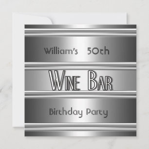 Weinbarren Metall Silber Schwarz 50. Geburtstag Mä Einladung