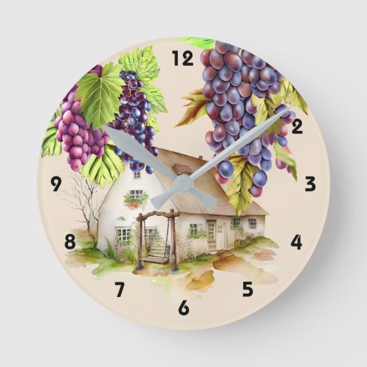 Weinbaubetrieb Hütte Schaukeller Runde Wanduhr (Vorderseite)