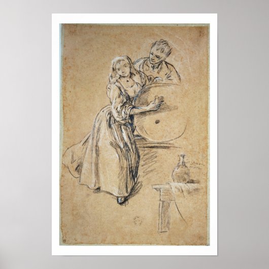 Weinbauer mit einer Karte für einen jungen Mann (K Poster (Vorne)