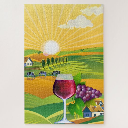 Weinbauernhof Land Sommer Sommelier Sonnenaufgang Puzzle (Vertikal)