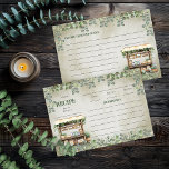 Weinbauernkarte Einladung<br><div class="desc">Schöner Wald und Salbei grünen Eukalyptus und Boutique Farmer's Market Design. Rustikaler, altertümlicher Vordergrund kombiniert mit dem grünen Holzständer und dem umgebenden Eukalyptus erinnert an einen offenen italienischen oder landschaftlichen Marktplatz. Der Name des Rezeptes, die Servierungen, die Vorbereitungszeit und die Gesamtzeit, zusammen mit dem Namen und den Zutaten "aus der...</div>
