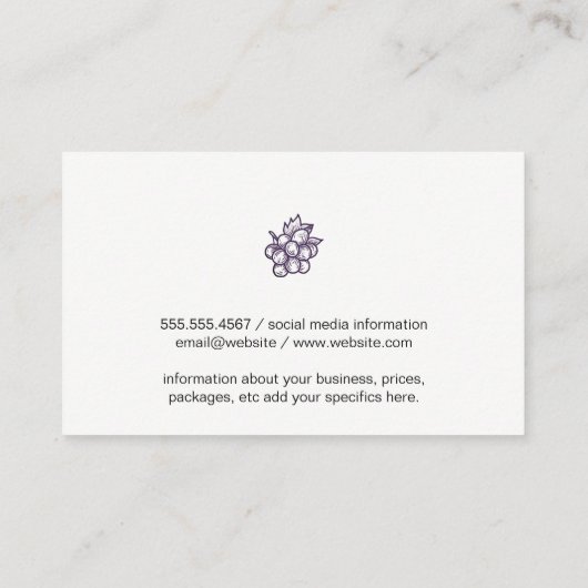 Weinbehälter Visitenkarte (Rückseite)