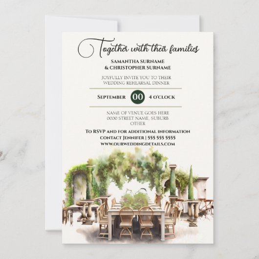 Weinberg al Fresco zum Abendessen Einladung (Vorderseite)