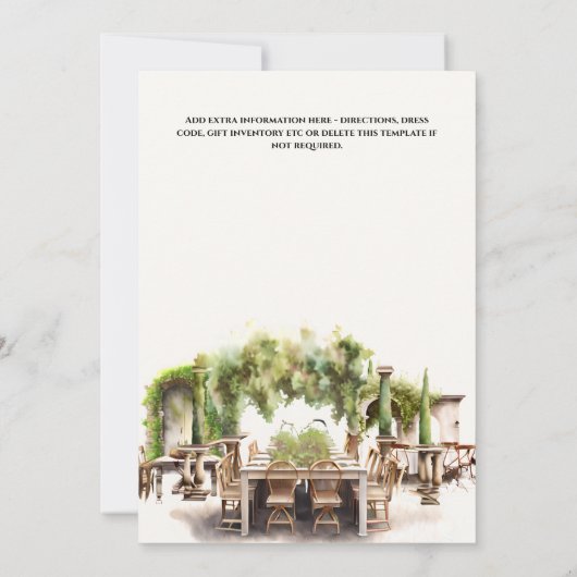 Weinberg al Fresco zum Abendessen Einladung (Rückseite)