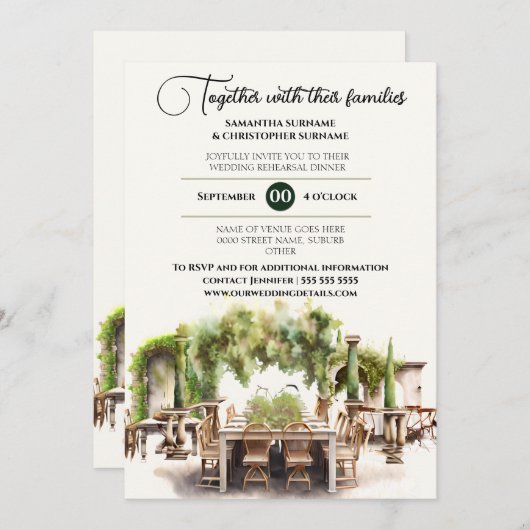 Weinberg al Fresco zum Abendessen Einladung (Vorne/Hinten)