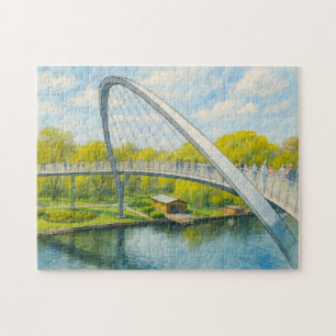 Weinberg Brücke rathenow aquarell havelland Puzzle