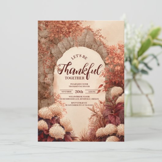 Weinberg Erntedank Herbst Abendessen Einladung (Stehend Vorderseite)