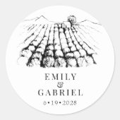 Weinberg Hochzeit Runder Aufkleber (Vorderseite)