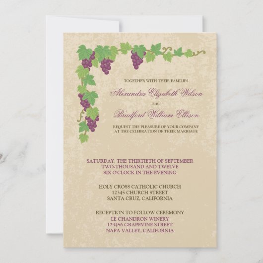 Weinberg-Hochzeits-Einladung Einladung (Vorderseite)