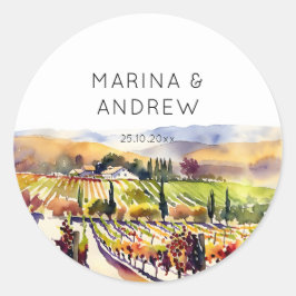 Weinberg Napa Tal Hochzeit Aquarellplatz Runder Aufkleber