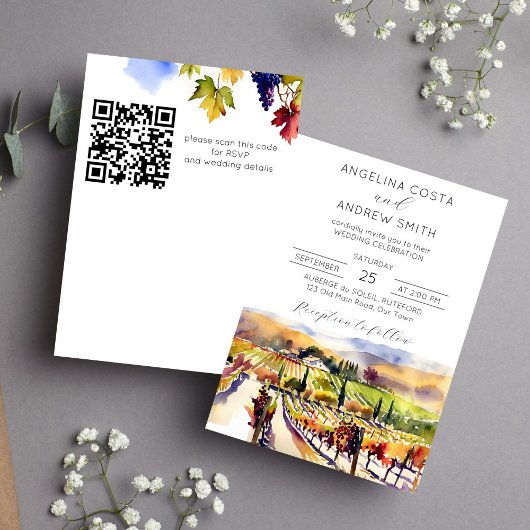 Weinberg Napa Valley Hochzeitsvorlage für Aquarell Einladung