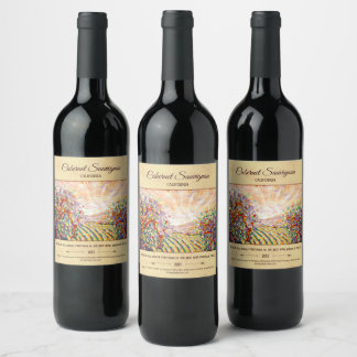 "Weinberg Sunset" - individualisierbares Weinlabel Weinetikett