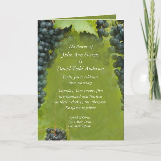 Weinberg Thema Hochzeit Einladung (Vorderseite)