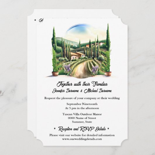 Weinberg Toskana beherbergt Landschaftswein Einladung (Vorne/Hinten)