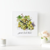 Weinberg Wasserfarbene Trauben Quadratische Wanduhr (Zuhause)