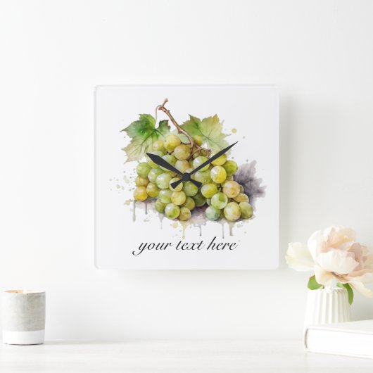 Weinberg Wasserfarbene Trauben Quadratische Wanduhr (Zuhause)