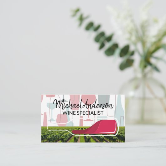 Weinberg | Weinflaschen Muster Visitenkarte (Stehend Vorderseite)