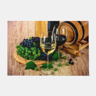 Weinberg Weintrauben und Gläser Küche Fußmatte