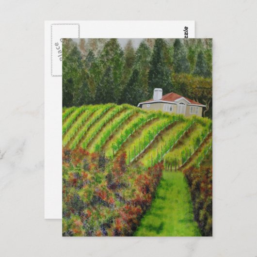 Weinberge in Healdsburg, CA Wasserfarbpostkarte Postkarte (Vorne/Hinten)