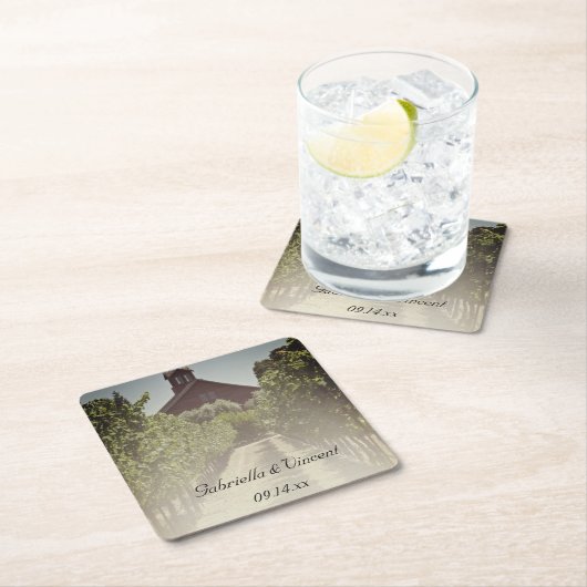 Weinberge und rustikale Hochzeit Rechteckiger Pappuntersetzer (Vor Ort)