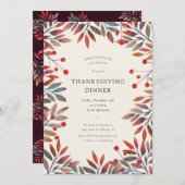 Weinbergen & Herbstlaub Erntedank Abendessen Einladung (Vorne/Hinten)