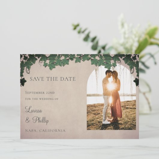 Weinberghochzeit rettet das Datum Einladung (Stehend Vorderseite)