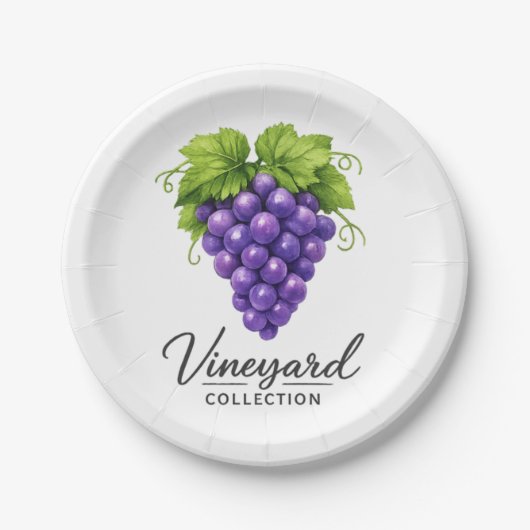 Weinbergs-Trauben-Rustikale-Papier-Tellerparty Pappteller (Vorderseite)
