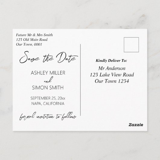 Weinbergsfarbe Napa Tal Save the Date Postkarte (Rückseite)