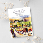Weinbergsfarbe Napa Tal Save the Date Postkarte<br><div class="desc">Weinberg Napa Tal Wasserfarbe Save the Date Postkarte. Wasserfarbe Napa Tal Weingarten Landschaft für eine Save the Date Einladung.</div>