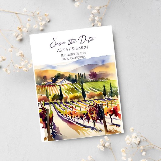 Weinbergsfarbe Napa Tal Save the Date Postkarte