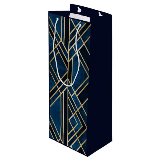 Weinbeutel - Art Deco Geschenktüte Für Weinflaschen (Rückseite Schrägansicht)