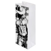 Weinbeutel für Männer Cowboy Body Builder Art Geschenktüte Für Weinflaschen (Rückseite Schrägansicht)
