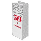 Weinbeutel - Meilenstein - Silber Geschenktüte Für Weinflaschen (Rückseite Schrägansicht)