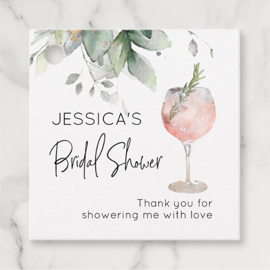 Weincocktail Rosa Brautparty Geschenkanhänger (Vorderseite)