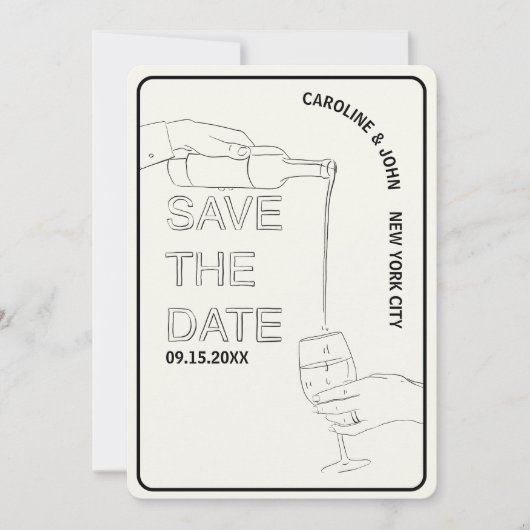 Weindoodle Hochzeit retten das Datum Einladung (Vorderseite)